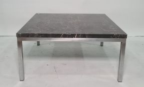 Square coffee table with black marble top, on metal base, 68.5cm x 33.5cm