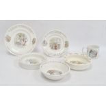 Royal Doulton 'Bunnykins' baby dish and five pieces of Wedgwood 'Beatrix Potter' nursery ware (6)