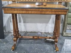 Victorian satinwood and ebonised folding afternoon tea table with ebony stringing and on end