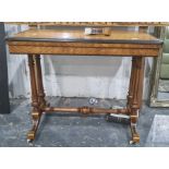 Victorian satinwood and ebonised folding afternoon tea table with ebony stringing and on end