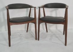 Set of four Farstrup teak dining chairs with black vinyl seat and back (4)  Condition ReportOne of