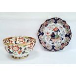 Ironstone china serving plate, Imari colour patterned, marked to base and no.266 and an Ironstone