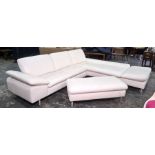 W.Schilling corner sofa in white leather with footstool (2)  Condition ReportThe sofa splits into