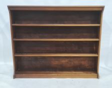Modern mahogany four-shelf open bookcase, on plinth base, 137cm x 113cm