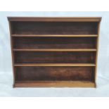 Modern mahogany four-shelf open bookcase, on plinth base, 137cm x 113cm