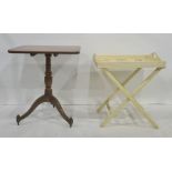 Modern butler's tray on folding stand and a mahogany side table (2)