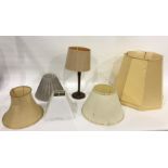 Wooden table lamp with beige shade and other assorted shades (4)