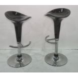 Pair of 20th century plastic and chrome based breakfast bar stools (2)