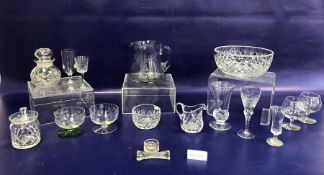 Quantity of assorted cut glass and pressed glass jugs, bowls and glasses, etc