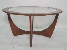 Victor Wilkins for G-Plan 'Astro' teak-framed circular coffee table with glass top, 83cm diameter