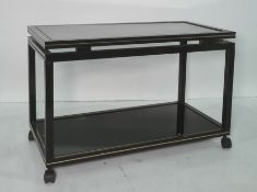 20th century two-tier trolley with smoked glass rectangular top, 80cm x 51cm
