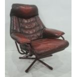 Red leather office swivel chair