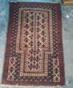 Pair of second half of the 19th century baluch prayer rugs, herat, Afganistan 130 x 87 cm (2)
