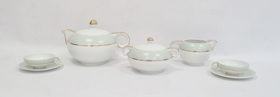 Limoges A.Vignaud France tete-a-tete art deco style comprising teapot, milk jug, sugar bowl, two
