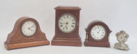 Four assorted mantel clocks to include 20th century oak cased examples, roman numerals, a Napoleon