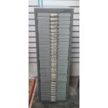 Vintage Bisley steel office filing drawers, 28 x 86cm