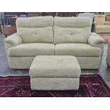 Modern G-Plan sofa and pouffe in a pale cream patterned upholstery (2)