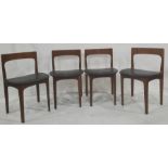 Set of four teak and black vinyl seated G-Plan-style dining chairs (4)  Condition ReportThere are