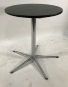 Black leatherette topped centre table on chrome-style base