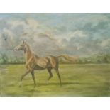 Attributed to Madeline Selfe (1910-2005) Oil on canvas board Horse galloping in a field, 21.5cm x