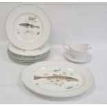 Marlborough Old English Ironstone by Simpson Potteries Potters fish set viz:- large serving platter,