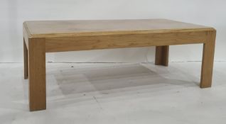 Burrwood coffee table, rectangular on straight supports and having stepped top, 120cm x 42cm