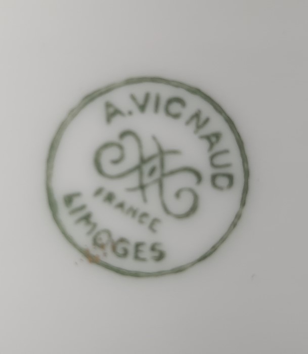 Limoges A.Vignaud France tete-a-tete art deco style comprising teapot, milk jug, sugar bowl, two - Image 2 of 7