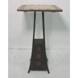 Late 19th/early 20th century Arts & Crafts brass occasional table, the square top with beaten