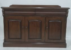 Modern mahogany sideboard, the rectangular top with moulded edge, two drawers above three cupboard