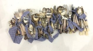 Large quantity EPNS Kings pattern table flatware and other Old English pattern flatware, table