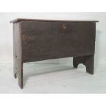 Possibly 17th century six-plank chest, the rectangular top with carved decoration to the front