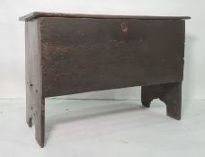 Possibly 17th century six-plank chest, the rectangular top with carved decoration to the front
