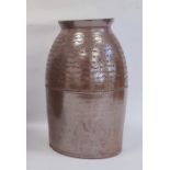 Old stoneware vase with marked decoration to upper half of crescent, star and triangle, beaded