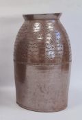 Old stoneware vase with marked decoration to upper half of crescent, star and triangle, beaded