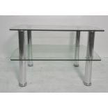Two-tier glass and chrome coffee table, 71cm x 43.5cm