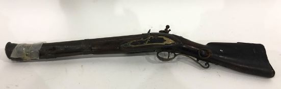 Old flintlock hunting gun with brass furniture, 70cm long Condition ReportSee attached further