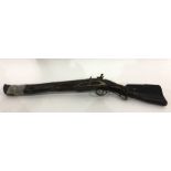 Old flintlock hunting gun with brass furniture, 70cm long Condition ReportSee attached further