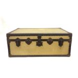 Large metal bound cream storage trunk