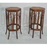 Pair of hexagonal bamboo aspidistra stands, 36cm wide x 78cm high (2)