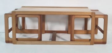20th century teak McIntosh rectangular coffee table with two nesting tables under Condition