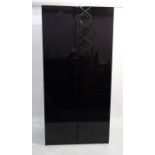 Modern two-door wardrobe in black polished mirror finish, 100cm x 208cm