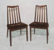 Set of four 20th century teak G-Plan slatback boardroom chairs with brown upholstered seats (4)
