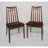 Set of four 20th century teak G-Plan slatback boardroom chairs with brown upholstered seats (4)