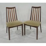 Set of six slatback teak boardroom chairs, probably G-Plan, with pale cream upholstered seats (6)