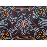 Aboriginal school Oil on canvas Scorpions and other motifs, on black and red dotted ground, signed