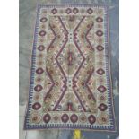 Kashmiri handstitched wool chain rug, 150 x 91cm