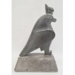 Grey hardstone carved model bird of prey, stylised, on plinth base, 17cm high (slight damage)