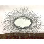 Circular modern sunburst-style mirror with metal spray surround, 100cm diameter approx