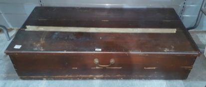 Large vintage wooden clerical robe storage box with hinged lid