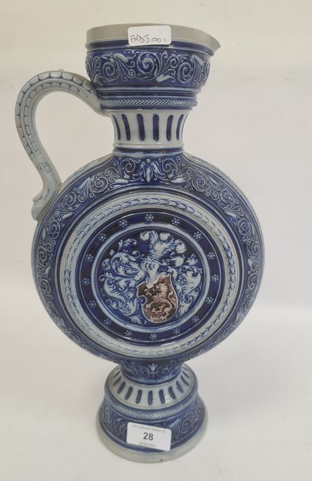 Simon Peter Gerz German westerwald stoneware ewer, having waisted neck, disc-shaped body, heraldic - Image 3 of 4